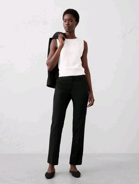 Banana Republic Ryan Fit Black Ankle Dress Pants Size 2S Petite Slim Work